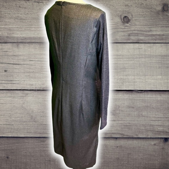 Max Mara Dark Charcoal Gray ‘Ragazza’ Jersey Knit Sleeve Pure Wool Dress Size 8 - Picture 11 of 16